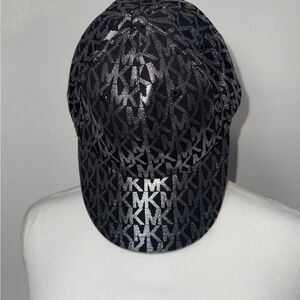 Michael Kors Metallic Black MK Monogram Baseball Cap
